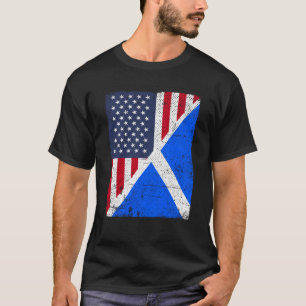 Halb USA-Flagge Halb Schottland-Flagge Amerikanisc T-Shirt