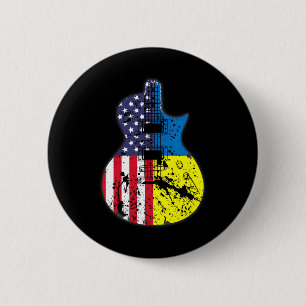 Halb USA-Flagge Halb Ukraine-Flagge Gitarre Unters Button