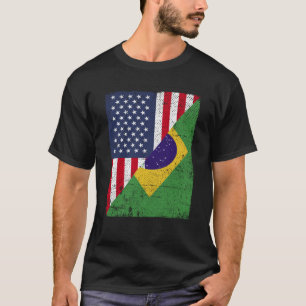 Halb USA Flagge Halbbrasilianischer Flaggenstaat A T-Shirt