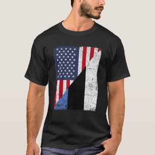 Halb-USA-Flagge Halbestnische Flagge Amerikanisch- T-Shirt
