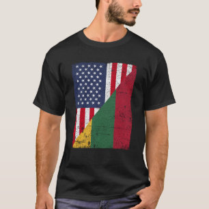 Halb-USA-Flagge Halblitauflagge Amerikanischer Lit T-Shirt