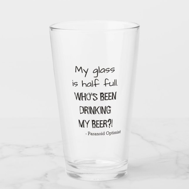 Halb voller paranoider Glasoptimist Glas (Vorderseite)