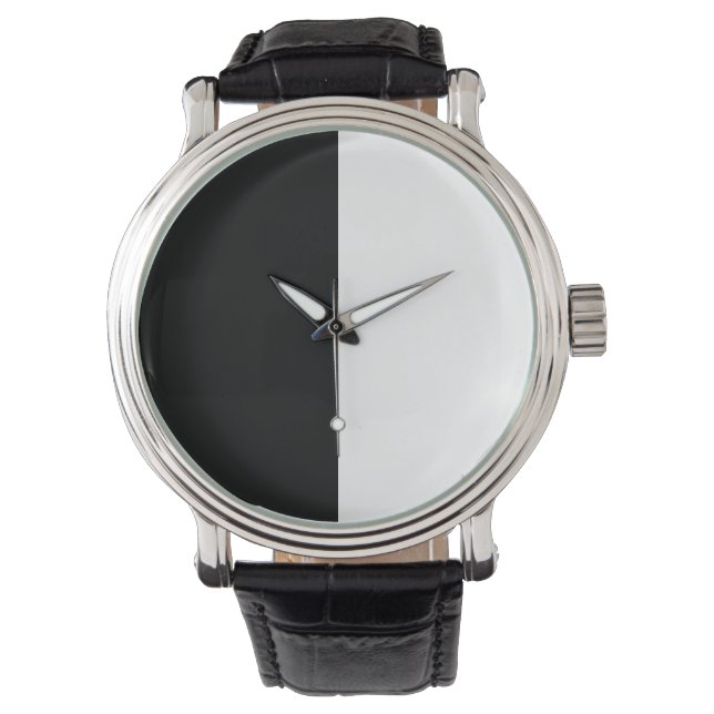 halb weiß halb schwarz, halb schwarz halb weiß armbanduhr (Vorderseite)