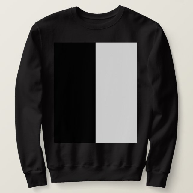 halb weiß halb schwarz, halb schwarz halb weiß sweatshirt (Design vorne)