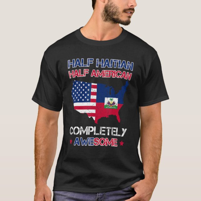 Halbamerikaner Halbfinale Haitian USA Haitianische T-Shirt (Vorderseite)