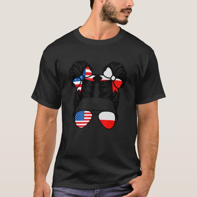 Halbamerikaner Halbfinale Polnischer Girl USA Poln T-Shirt (Vorderseite)