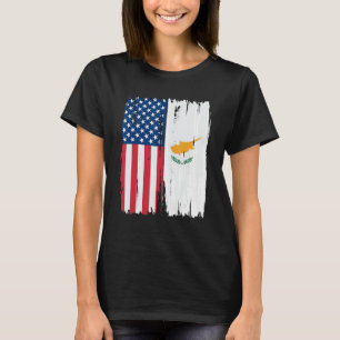 Halbamerikanische Flagge Roots USA Zypern T-Shirt