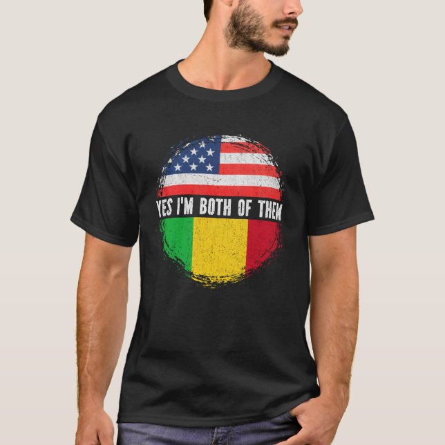 Halbamerikanische Halbmalamerikanische Flagge Mali T-Shirt (Vorderseite)