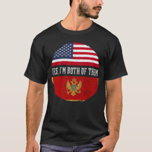 Halbamerikanische Halbmontenegrinische Flagge Mont T-Shirt