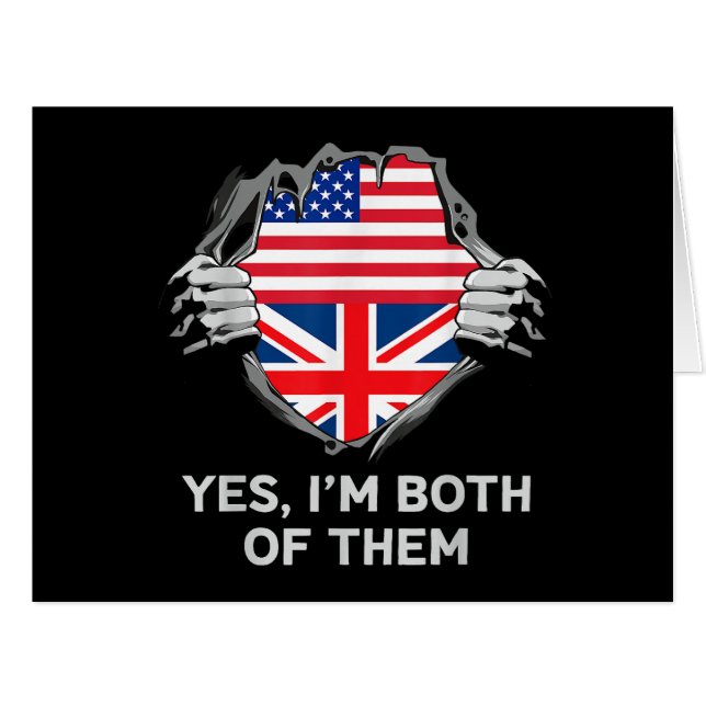 Halbamerikanische Half Britische USA Flaggen Mens  (Vorderseite (Horizontal))