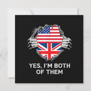Halbamerikanische Half Britische USA Flaggen Mens Dankeskarte