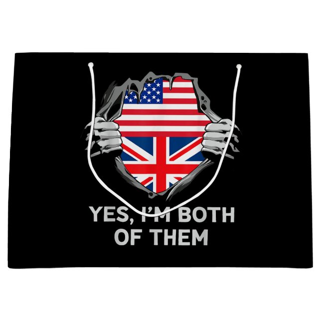 Halbamerikanische Half Britische USA Flaggen Mens  Große Geschenktüte (Vorderseite)
