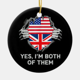 Halbamerikanische Half Britische USA Flaggen Mens  Keramik Ornament