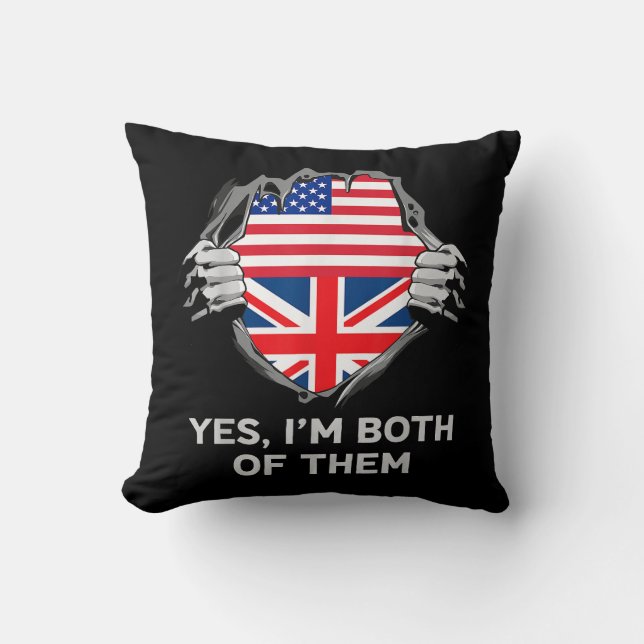 Halbamerikanische Half Britische USA Flaggen Mens  Kissen (Vorderseite)