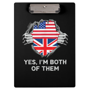 Halbamerikanische Half Britische USA Flaggen Mens Klemmbrett