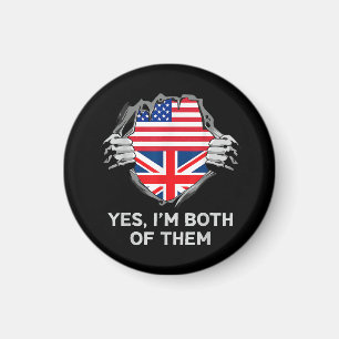 Halbamerikanische Half Britische USA Flaggen Mens Magnet