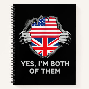 Halbamerikanische Half Britische USA Flaggen Mens  Notizbuch