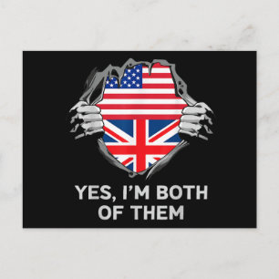 Halbamerikanische Half Britische USA Flaggen Mens Postkarte