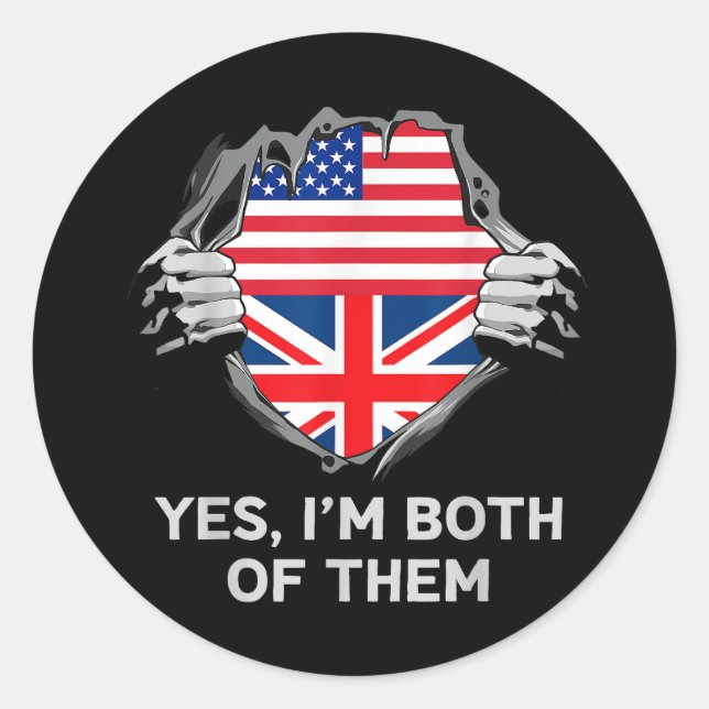 Halbamerikanische Half Britische USA Flaggen Mens  Runder Aufkleber (Vorderseite)