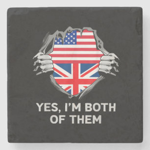 Halbamerikanische Half Britische USA Flaggen Mens  Steinuntersetzer