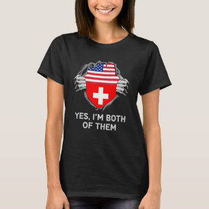 Halbamerikanische Half Schweiz Schweiz Flaggen Men T-Shirt