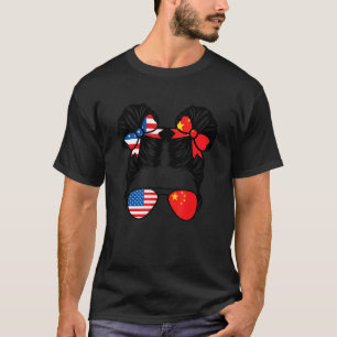 Halbamerikanischer Halbchinesischer Girl USA China T-Shirt