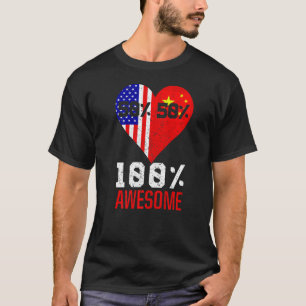 Halbamerikanischer Halbchinesischer Herz - Flag de T-Shirt