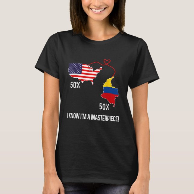 Halbamerikanischer Halbkolumbianischer Flaggenstaa T-Shirt (Vorderseite)