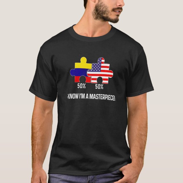 Halbamerikanischer Halbkolumbianischer Flaggenstaa T-Shirt (Vorderseite)