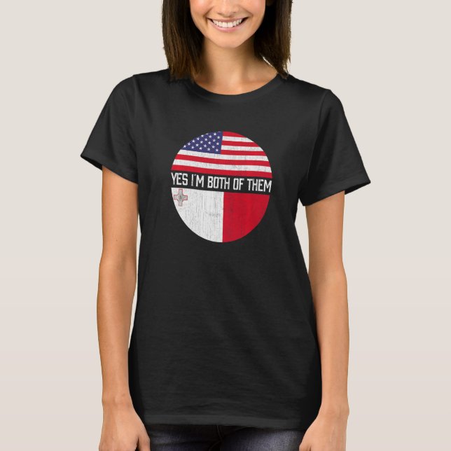 Halbamerikanischer Halbmaltesischer Flaggenfamilie T-Shirt (Vorderseite)