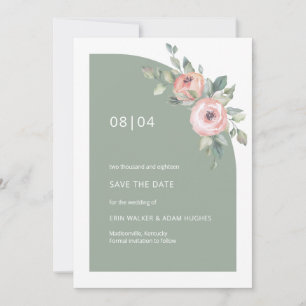 Halbarchensehen mit grüner Pink-Blütenblume Save The Date