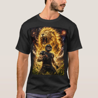 Halbärmel T-Shirt schwarze Farbe Löwe Design