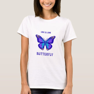 Halbärmeliges weißes Hemd mit Schmetterlingsdesign T-Shirt