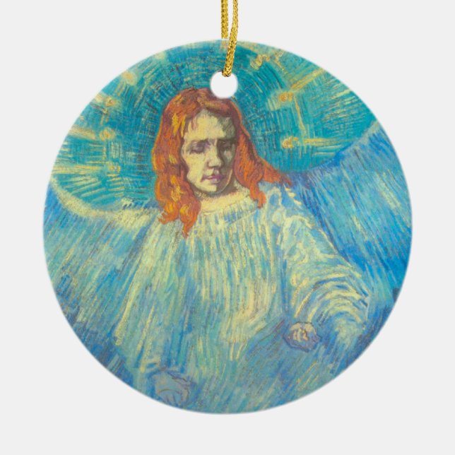 Halbbild eines Engels von Vincent van Gogh Keramikornament (Vorne)
