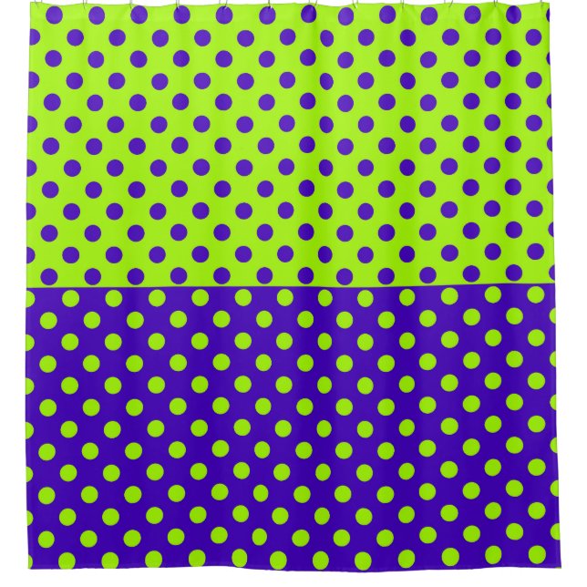 Halbblauer Green Polka Dots Design Duschvorhang (Vorderseite)