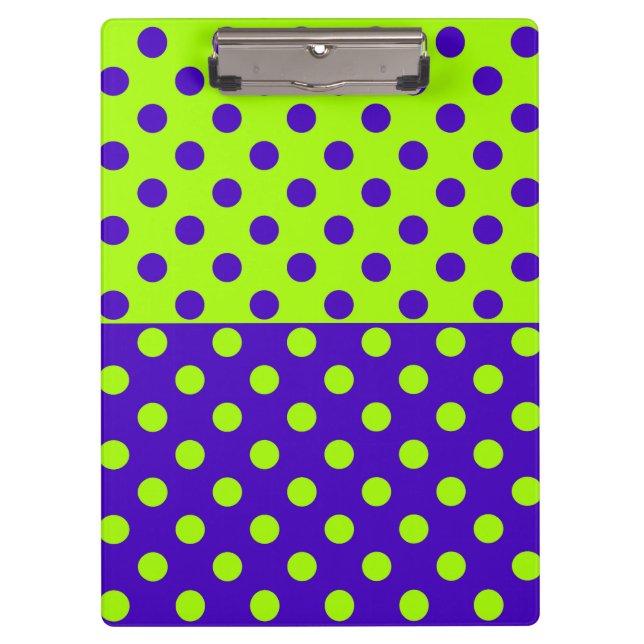 Halbblauer Green Polka Dots Design Klemmbrett (Vorderseite)
