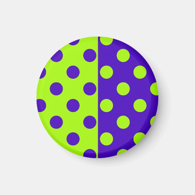 Halbblauer Green Polka Dots Design Magnet (Vorne)