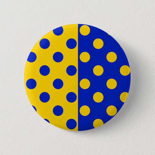 Halbblauer Polka Dots Design Button (Vorderseite)