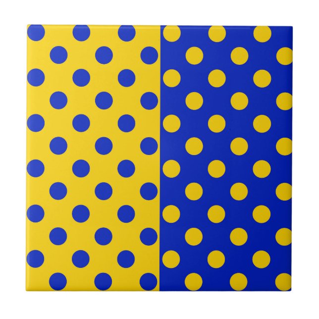 Halbblauer Polka Dots Design Fliese (Vorderseite)