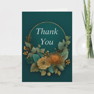 Halbblütenschreiben auf Dunkelgrün Dankeschön-Kart Einladung
