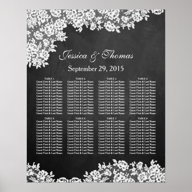 Halbbrett und weiße Spitzen-Hochzeitskarte Poster (Vorne)