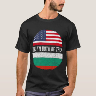 Halbe Amerikaner Halbe Bulgarische Flagge USA Flag T-Shirt