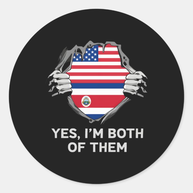 Halbe Amerikaner Halbe Costa Rica Flagge Costa Ric Runder Aufkleber (Vorderseite)