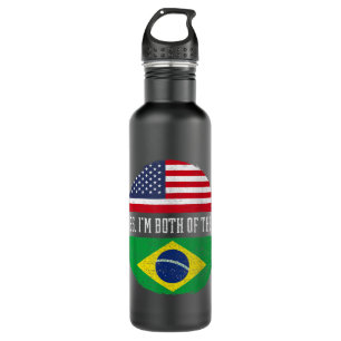 Halbe Amerikaner Half brasilianische Flagge USA Br Edelstahlflasche