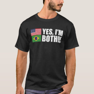 Halbe Amerikaner Half Brasilianische Flagge USA Br T-Shirt