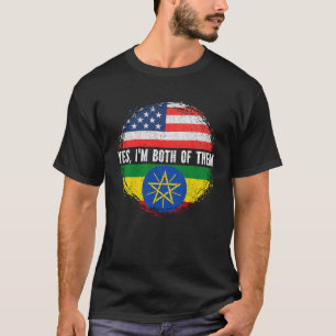 Halbe Amerikanerin Halbe äthiopische Fahne USA Äth T-Shirt