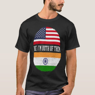 Halbe Amerikanerin Halbe Indische USA Flagge Indie T-Shirt