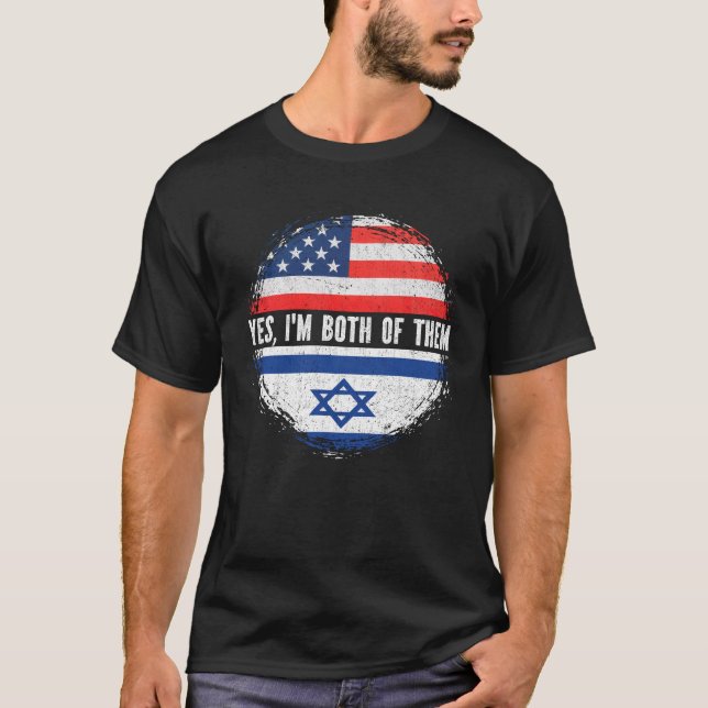 Halbe Amerikanerin Halbe israelische Flagge Israel T-Shirt (Vorderseite)