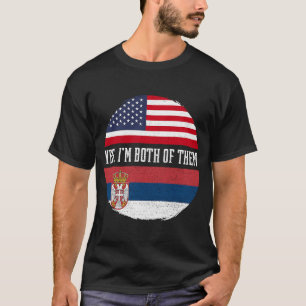 Halbe Amerikanerin Halbe serbische USA Flagge Serb T-Shirt