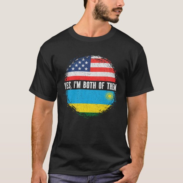 Halbe Amerikanerin Half Ruanda USA Flagge Ruanda T-Shirt (Vorderseite)